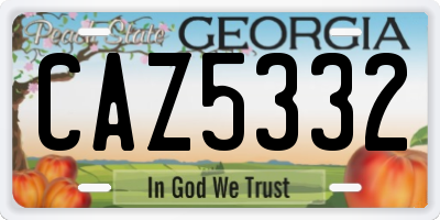 GA license plate CAZ5332