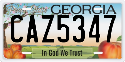GA license plate CAZ5347