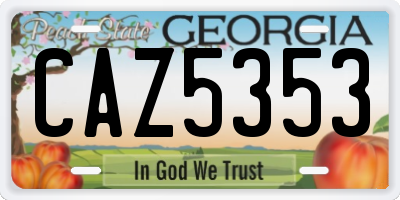 GA license plate CAZ5353