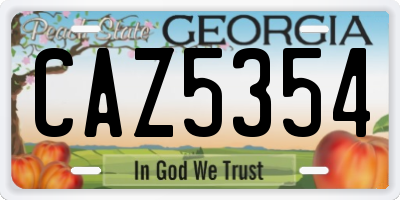GA license plate CAZ5354