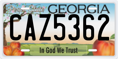GA license plate CAZ5362
