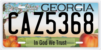 GA license plate CAZ5368