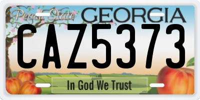 GA license plate CAZ5373