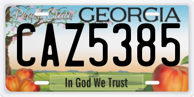 GA license plate CAZ5385