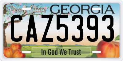 GA license plate CAZ5393
