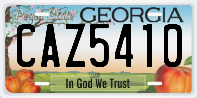 GA license plate CAZ5410