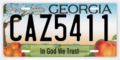 GA license plate CAZ5411