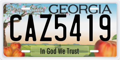 GA license plate CAZ5419