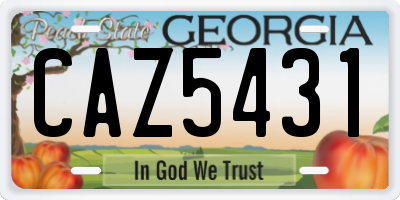 GA license plate CAZ5431
