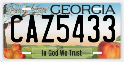 GA license plate CAZ5433