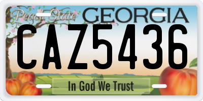 GA license plate CAZ5436