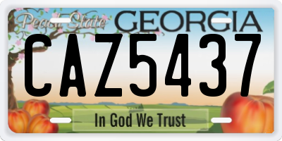 GA license plate CAZ5437
