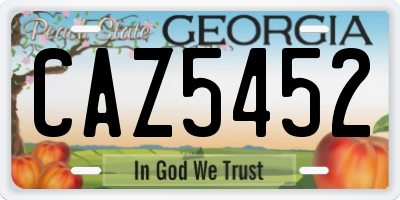 GA license plate CAZ5452