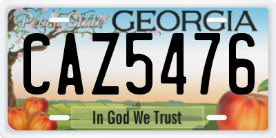 GA license plate CAZ5476
