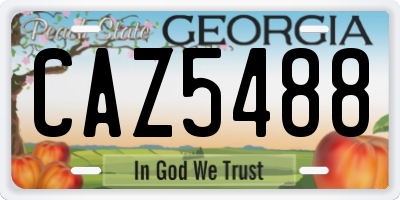 GA license plate CAZ5488