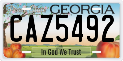 GA license plate CAZ5492
