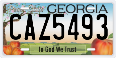 GA license plate CAZ5493