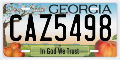 GA license plate CAZ5498
