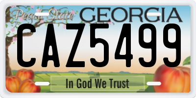 GA license plate CAZ5499
