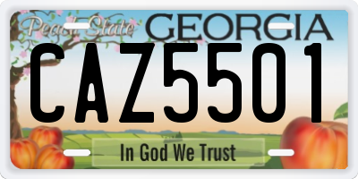 GA license plate CAZ5501