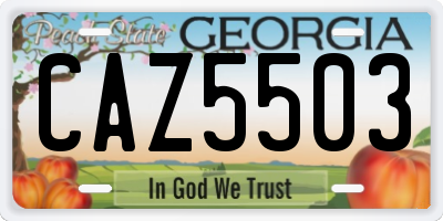 GA license plate CAZ5503