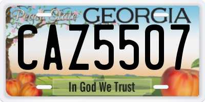 GA license plate CAZ5507