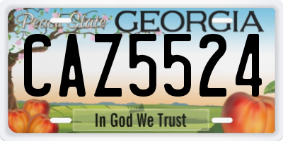 GA license plate CAZ5524