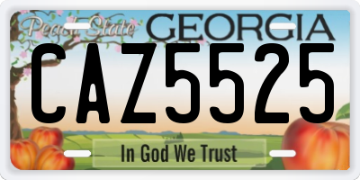 GA license plate CAZ5525