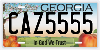 GA license plate CAZ5555