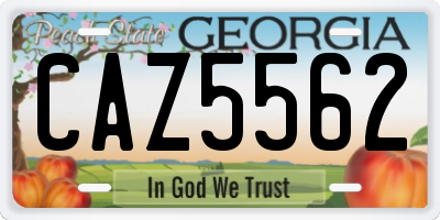 GA license plate CAZ5562