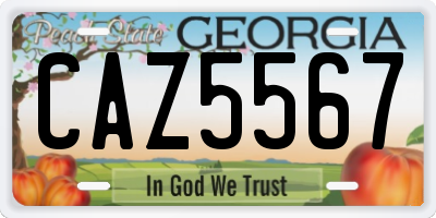 GA license plate CAZ5567
