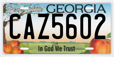GA license plate CAZ5602