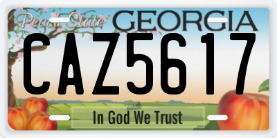 GA license plate CAZ5617