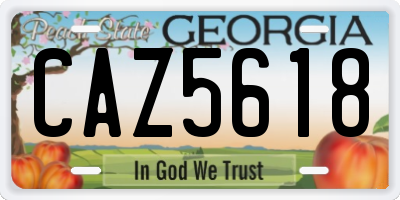 GA license plate CAZ5618