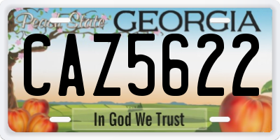 GA license plate CAZ5622