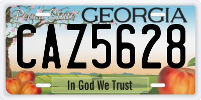 GA license plate CAZ5628