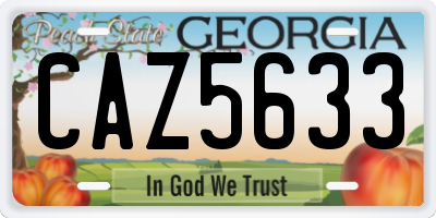 GA license plate CAZ5633