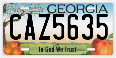 GA license plate CAZ5635