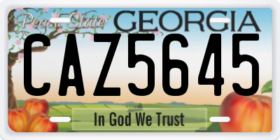 GA license plate CAZ5645