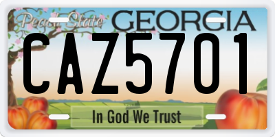 GA license plate CAZ5701