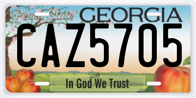 GA license plate CAZ5705