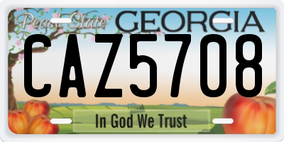 GA license plate CAZ5708