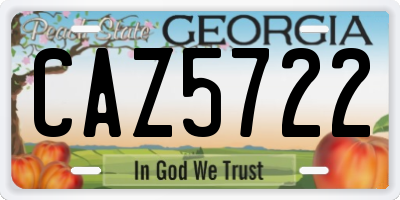 GA license plate CAZ5722