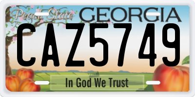 GA license plate CAZ5749