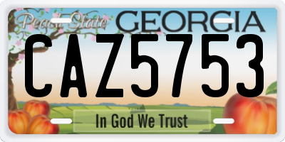 GA license plate CAZ5753