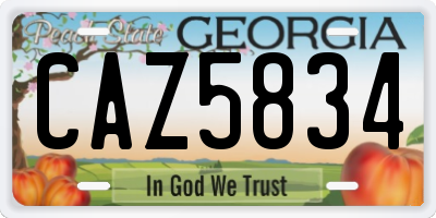 GA license plate CAZ5834