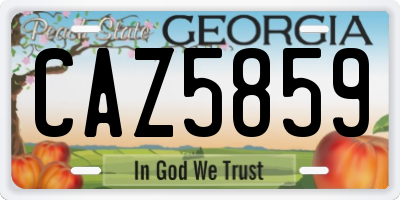 GA license plate CAZ5859