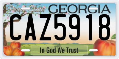 GA license plate CAZ5918