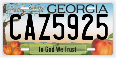 GA license plate CAZ5925