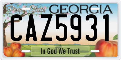 GA license plate CAZ5931